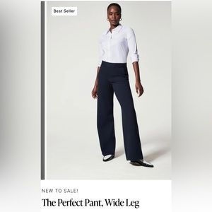 The Perfect Pant, Wide Leg SPANX - NWT  Navy/Grey Pinstripe/Regular/Small